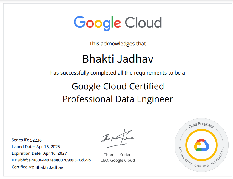 Professional Data Engineer Certification